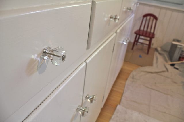 glass knobs on the cupboards