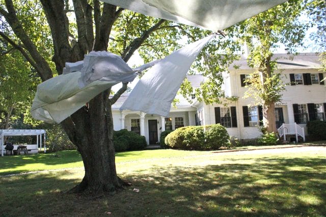 hanging clothes on the line