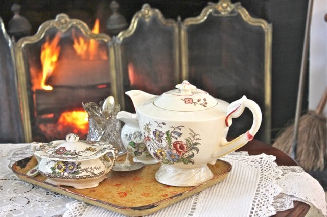 tea in front of the fire
