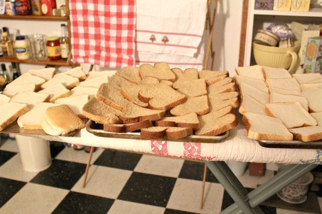 setting out the bread to dry