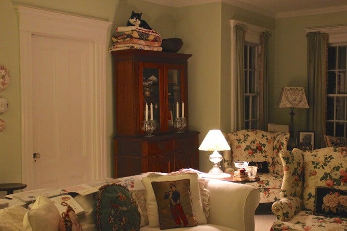 working in the living room