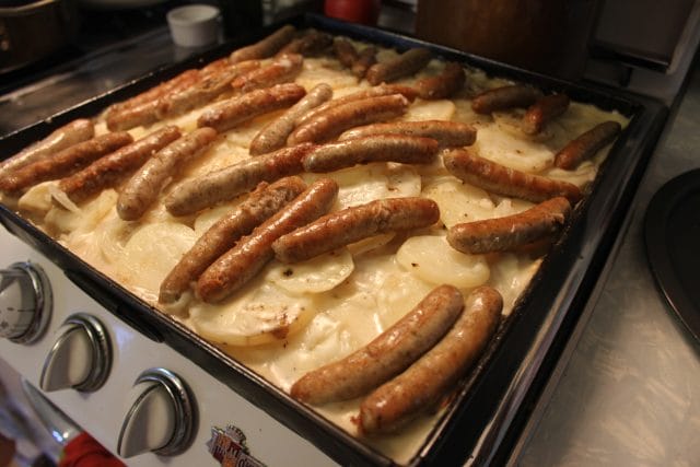 Scalloped Potatoes and Sausages