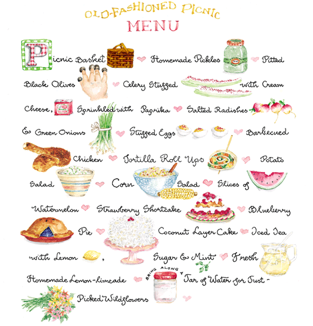 Old Fashioned Picnic Menu